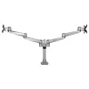StarTech.com Soporte de mesa para dos monitores - Brazo de monitor articulado premium - Hasta 30 pulgadas para pantallas con montaje VESA - Soporte de monitor ajustable en altura - Giratorio/inclinable/orientable - Abrazadera/pasacables de mesa - Plata