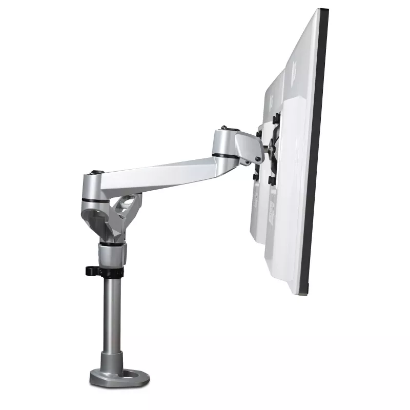StarTech.com Soporte de mesa para dos monitores - Brazo de monitor articulado premium - Hasta 30 pulgadas para pantallas con montaje VESA - Soporte de monitor ajustable en altura - Giratorio/inclinable/orientable - Abrazadera/pasacables de mesa - Plata