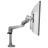 StarTech.com Soporte de mesa para dos monitores - Brazo de monitor articulado premium - Hasta 30 pulgadas para pantallas con montaje VESA - Soporte de monitor ajustable en altura - Giratorio/inclinable/orientable - Abrazadera/pasacables de mesa - Plata