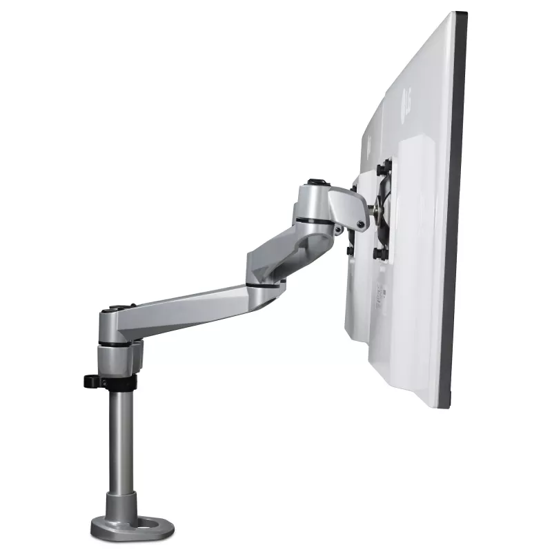 StarTech.com Soporte de mesa para dos monitores - Brazo de monitor articulado premium - Hasta 30 pulgadas para pantallas con montaje VESA - Soporte de monitor ajustable en altura - Giratorio/inclinable/orientable - Abrazadera/pasacables de mesa - Plata