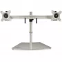 StarTech.com Soporte de doble monitor – Soporte de mesa de doble monitor ergonómico de pie para dos monitores VESA de 24 pulgadas – Ajuste de altura sincronizado – Montaje doble en mástil – Plata