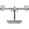 StarTech.com Soporte de doble monitor – Soporte de mesa de doble monitor ergonómico de pie para dos monitores VESA de 24 pulgadas – Ajuste de altura sincronizado – Montaje doble en mástil – Plata