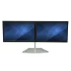 StarTech.com Soporte de doble monitor – Soporte de mesa de doble monitor ergonómico de pie para dos monitores VESA de 24 pulgadas – Ajuste de altura sincronizado – Montaje doble en mástil – Plata