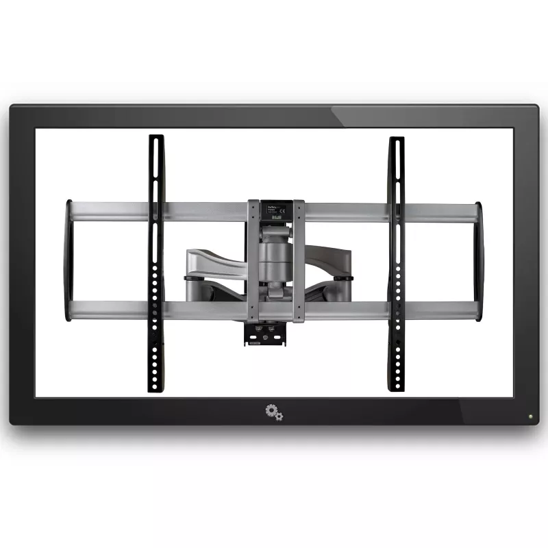 StarTech.com Soporte de pared para TV totalmente articulado – Soporte de pared para TV orientable de alta capacidad para pantallas VESA de 32 pulgadas a 75 pulgadas (165 lb/75 kg) – Brazo inclinable/orientable universal ajustable para pantallas planas – Plata