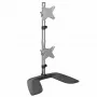 StarTech.com Soporte vertical de doble monitor – Soporte de escritorio ergonómico para dos monitores montados uno encima del otro de hasta 27 pulgadas, soporte VESA – Soporte de monitor universal de pie – Ajustable en altura – Plata