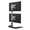 StarTech.com Soporte vertical de doble monitor – Soporte de escritorio ergonómico para dos monitores montados uno encima del otro de hasta 27 pulgadas, soporte VESA – Soporte de monitor universal de pie – Ajustable en altura – Plata