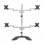 StarTech.com Soporte de escritorio para cuatro monitores - Brazo de monitor VESA 4 ergonómico (2x2) de hasta 32 pulgadas - Soporte de montaje en mástil universal ajustable de pie - Ajustable en altura/inclinable/orientable/giratorio - Plata