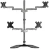 StarTech.com Soporte de escritorio para cuatro monitores - Brazo de monitor VESA 4 ergonómico (2x2) de hasta 32 pulgadas - Soporte de montaje en mástil universal ajustable de pie - Ajustable en altura/inclinable/orientable/giratorio - Plata