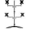 StarTech.com Soporte de escritorio para cuatro monitores - Brazo de monitor VESA 4 ergonómico (2x2) de hasta 32 pulgadas - Soporte de montaje en mástil universal ajustable de pie - Ajustable en altura/inclinable/orientable/giratorio - Plata
