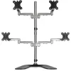 StarTech.com Soporte de escritorio para cuatro monitores - Brazo de monitor VESA 4 ergonómico (2x2) de hasta 32 pulgadas - Soporte de montaje en mástil universal ajustable de pie - Ajustable en altura/inclinable/orientable/giratorio - Plata