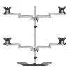 StarTech.com Soporte de escritorio para cuatro monitores - Brazo de monitor VESA 4 ergonómico (2x2) de hasta 32 pulgadas - Soporte de montaje en mástil universal ajustable de pie - Ajustable en altura/inclinable/orientable/giratorio - Plata