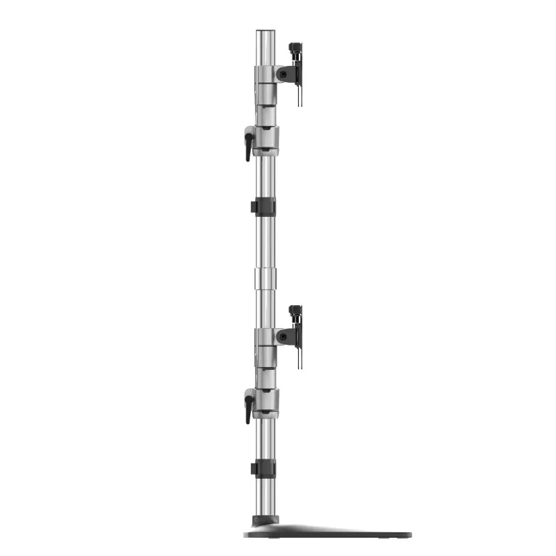 StarTech.com Soporte de escritorio para cuatro monitores - Brazo de monitor VESA 4 ergonómico (2x2) de hasta 32 pulgadas - Soporte de montaje en mástil universal ajustable de pie - Ajustable en altura/inclinable/orientable/giratorio - Plata