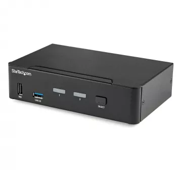 StarTech.com Switch KVM DisplayPort de 2 puertos - 4K 60Hz - Pantalla única - Switch KVM DP 1.2 UHD de dos puertos USB con hub USB 3.0 y audio integrados - Dell HP Apple Lenovo - Conforme TAA