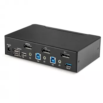 StarTech.com Switch KVM DisplayPort de 2 puertos - 4K 60Hz - Pantalla única - Switch KVM DP 1.2 UHD de dos puertos USB con hub USB 3.0 y audio integrados - Dell HP Apple Lenovo - Conforme TAA