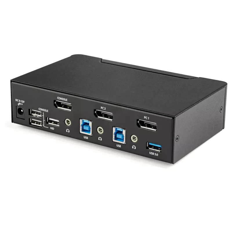 StarTech.com Switch KVM DisplayPort de 2 puertos - 4K 60Hz - Pantalla única - Switch KVM DP 1.2 UHD de dos puertos USB con hub USB 3.0 y audio integrados - Dell HP Apple Lenovo - Conforme TAA