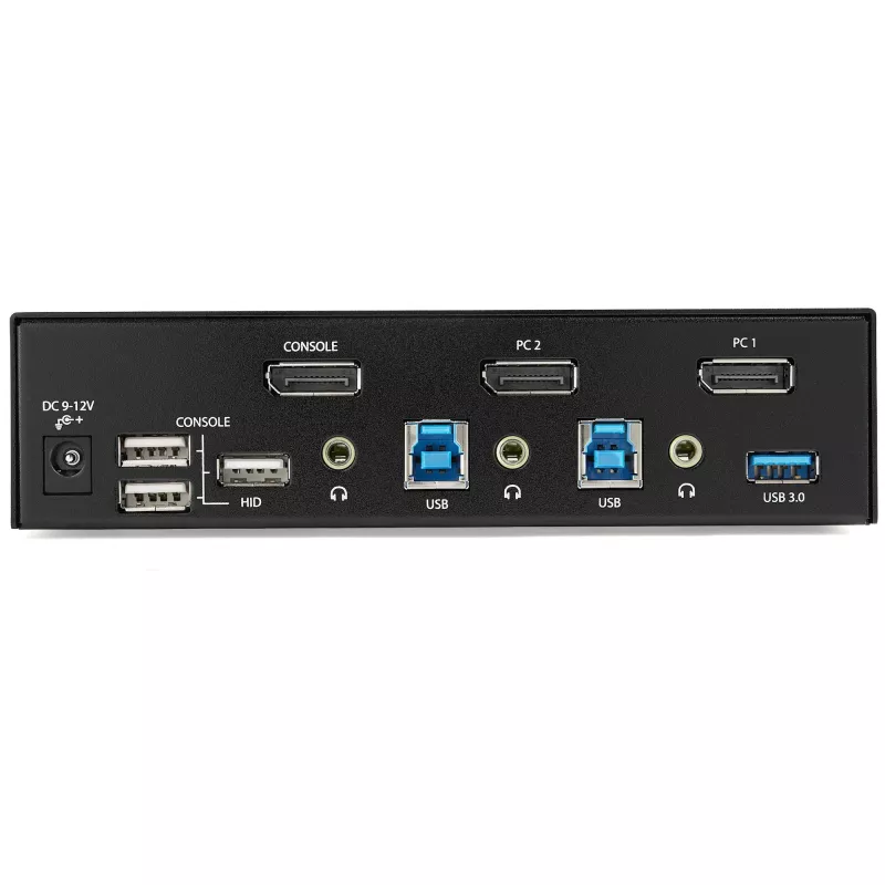 StarTech.com Switch KVM DisplayPort de 2 puertos - 4K 60Hz - Pantalla única - Switch KVM DP 1.2 UHD de dos puertos USB con hub USB 3.0 y audio integrados - Dell HP Apple Lenovo - Conforme TAA