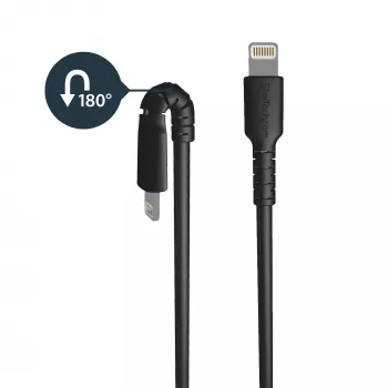 StarTech.com Cable USB-A a Lightning negro resistente de 0,91 m (3 pies) – Cable de carga/sincronización USB Type-A a Lightning resistente de fibra aramida duradero – Certificado Apple MFi para iPad/iPhone 12