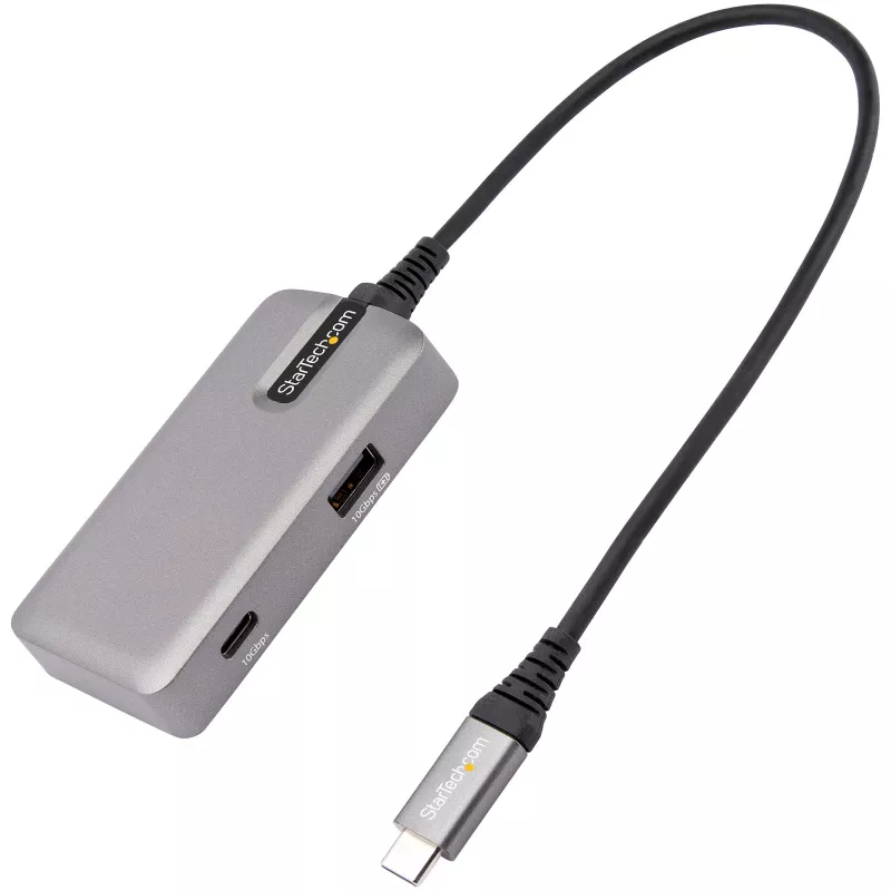 StarTech.com Adaptador multipuerto USB-C – USB-C a HDMI 2.0 4K 60Hz, Power Delivery 100 W passthrough – Hub USB de 3 puertos 10 Gbit/s – Mini dock USB Type-C portátil – Cable de 25 cm
