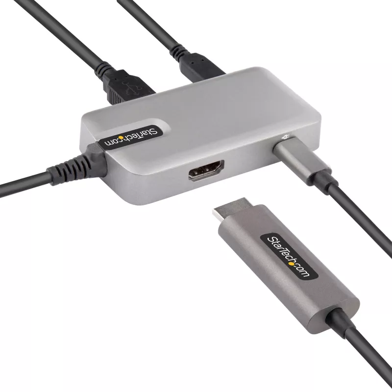 StarTech.com Adaptador multipuerto USB-C – USB-C a HDMI 2.0 4K 60Hz, Power Delivery 100 W passthrough – Hub USB de 3 puertos 10 Gbit/s – Mini dock USB Type-C portátil – Cable de 25 cm