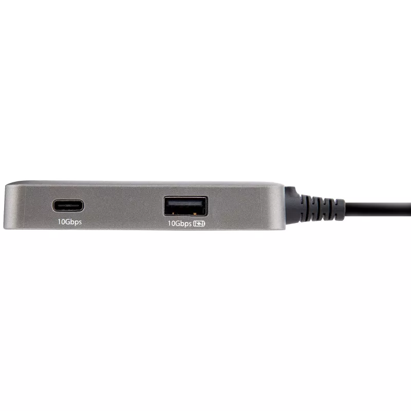 StarTech.com Adaptador multipuerto USB-C – USB-C a HDMI 2.0 4K 60Hz, Power Delivery 100 W passthrough – Hub USB de 3 puertos 10 Gbit/s – Mini dock USB Type-C portátil – Cable de 25 cm
