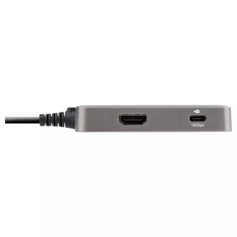 StarTech.com Adaptador multipuerto USB-C – USB-C a HDMI 2.0 4K 60Hz, Power Delivery 100 W passthrough – Hub USB de 3 puertos 10 Gbit/s – Mini dock USB Type-C portátil – Cable de 25 cm