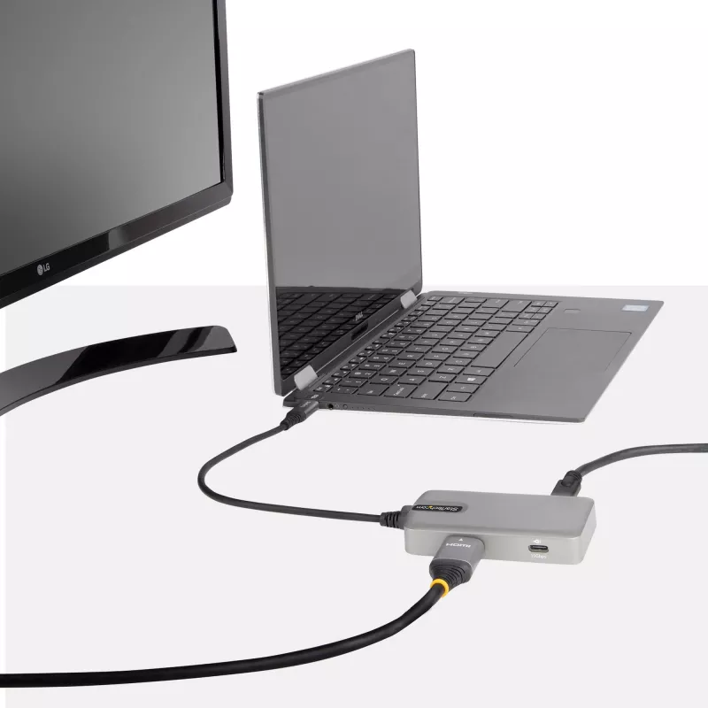 StarTech.com Adaptador multipuerto USB-C – USB-C a HDMI 2.0 4K 60Hz, Power Delivery 100 W passthrough – Hub USB de 3 puertos 10 Gbit/s – Mini dock USB Type-C portátil – Cable de 25 cm
