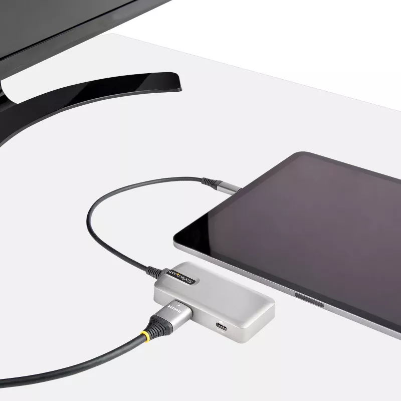 StarTech.com Adaptador multipuerto USB-C – USB-C a HDMI 2.0 4K 60Hz, Power Delivery 100 W passthrough – Hub USB de 3 puertos 10 Gbit/s – Mini dock USB Type-C portátil – Cable de 25 cm