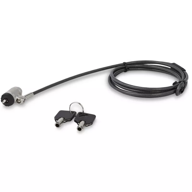 StarTech.com Cable de seguridad para portátil con llaves de 1,8 m (2 m) – Cable de seguridad con llave para portátiles compatibles con ranura K, sobremesas, ordenadores y otros dispositivos – Cable de acero con recubrimiento de vinilo antirrobo
