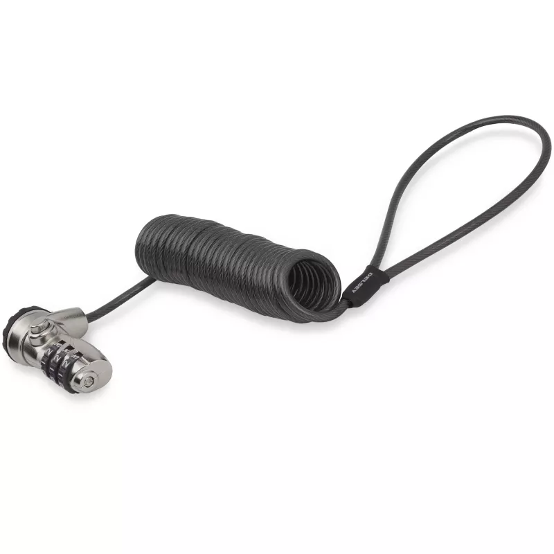 StarTech.com Cable de seguridad enrollable para portátil de 1,8m – Cable de seguridad con combinación de 3 dígitos portátil para portátil/ordenador/sobremesa/dispositivo con ranura K – Cable de acero enrollable antirrobo