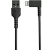 StarTech.com Cable USB-A a Lightning resistente de 1 m – Negro, acodado 90°, duradero, reforzado con fibra aramida, cable de carga/sincronización USB Type-A a Lightning – Certificado Apple MFi – iPhone