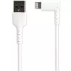 StarTech.com Cable USB-A a Lightning resistente de 1 m – Blanco acodado 90° duradero fibra aramida cable de carga/sincronización USB Type-A a Lightning – Certificado Apple MFi – iPhone
