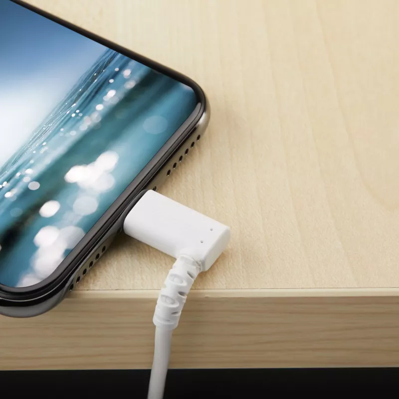 StarTech.com Cable USB-A a Lightning resistente de 1 m – Blanco acodado 90° duradero fibra aramida cable de carga/sincronización USB Type-A a Lightning – Certificado Apple MFi – iPhone