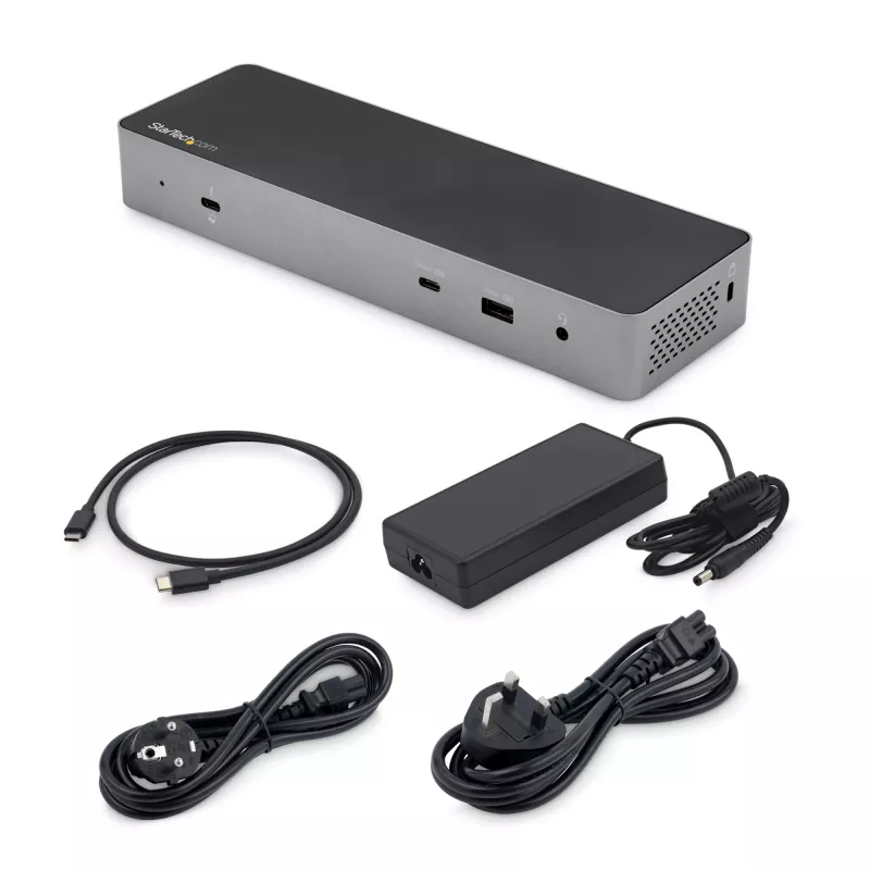StarTech.com Estación de acoplamiento USB C para Macbook Pro/Air-M1/M2/M3/M4, compatible con Thunderbolt, HDMI/DisplayPort, Dual 4K 60Hz/Único 8K, Dock para portátil USB Type-C, Power Delivery 96W, USB 10Gbps