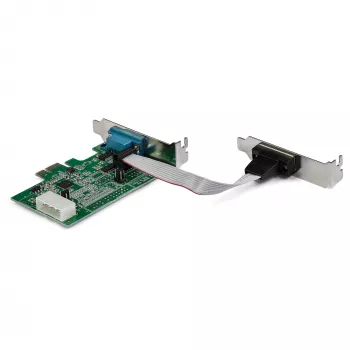 StarTech.com Tarjeta adaptadora serie RS232 PCI Express de 2 puertos – Controlador host serie PCIe RS232 – PCIe a serie DB9 – UART 16950 – Tarjeta de expansión de perfil bajo – Windows y Linux