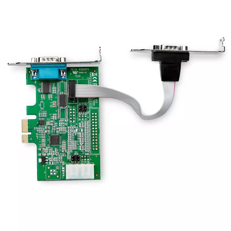 StarTech.com Tarjeta adaptadora serie RS232 PCI Express de 2 puertos – Controlador host serie PCIe RS232 – PCIe a serie DB9 – UART 16950 – Tarjeta de expansión de perfil bajo – Windows y Linux