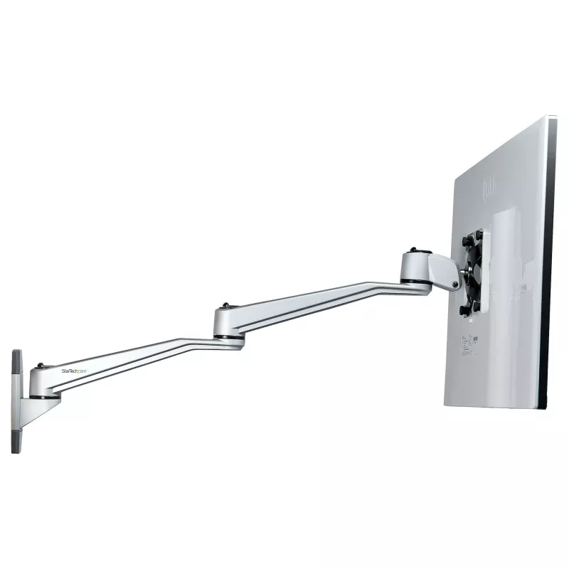StarTech.com Soporte de pared para brazo de monitor - Brazo de monitor VESA de pared ergonómico articulado - 20 pulgadas (52 cm) de largo - Pantalla individual de hasta 34 pulgadas - Orientable/inclinable/giratorio - Soporte de pantalla ajustable