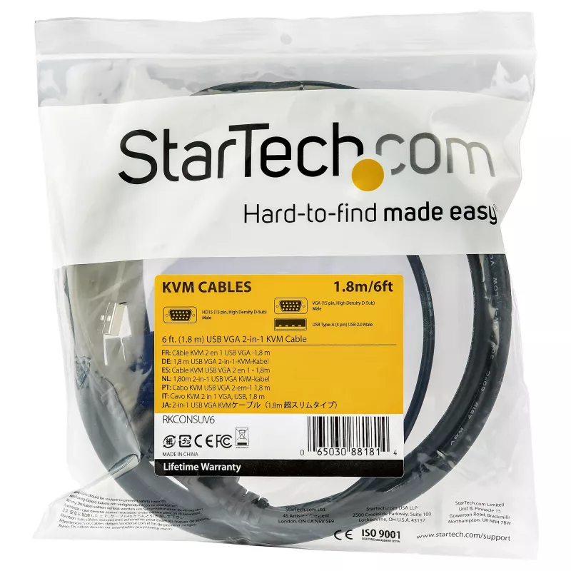 StarTech.com Cable KVM USB de 1,8 m para consolas montadas en rack