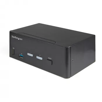 StarTech.com Conmutador KVM HDMI de doble monitor de 2 puertos – 4K 60 Hz Ultra HD HDR – Conmutador KVM HDMI 2.0 4K de sobremesa con hub USB 3.0 de 2 puertos (5 Gbit/s) y 4x USB 2.0 HID, audio – Conmutación por teclas de acceso rápido – TAA