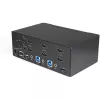 StarTech.com Conmutador KVM HDMI de doble monitor de 2 puertos – 4K 60 Hz Ultra HD HDR – Conmutador KVM HDMI 2.0 4K de sobremesa con hub USB 3.0 de 2 puertos (5 Gbit/s) y 4x USB 2.0 HID, audio – Conmutación por teclas de acceso rápido – TAA