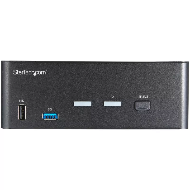 StarTech.com Conmutador KVM HDMI de doble monitor de 2 puertos – 4K 60 Hz Ultra HD HDR – Conmutador KVM HDMI 2.0 4K de sobremesa con hub USB 3.0 de 2 puertos (5 Gbit/s) y 4x USB 2.0 HID, audio – Conmutación por teclas de acceso rápido – TAA