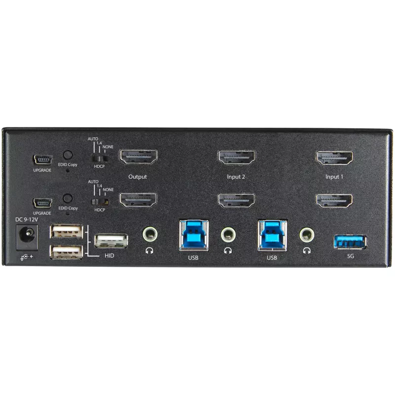 StarTech.com Conmutador KVM HDMI de doble monitor de 2 puertos – 4K 60 Hz Ultra HD HDR – Conmutador KVM HDMI 2.0 4K de sobremesa con hub USB 3.0 de 2 puertos (5 Gbit/s) y 4x USB 2.0 HID, audio – Conmutación por teclas de acceso rápido – TAA
