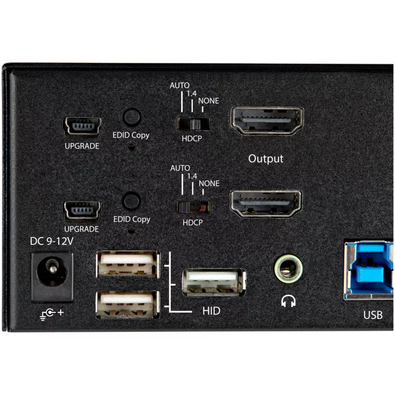 StarTech.com Conmutador KVM HDMI de doble monitor de 2 puertos – 4K 60 Hz Ultra HD HDR – Conmutador KVM HDMI 2.0 4K de sobremesa con hub USB 3.0 de 2 puertos (5 Gbit/s) y 4x USB 2.0 HID, audio – Conmutación por teclas de acceso rápido – TAA