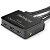StarTech.com Conmutador KVM HDMI de 2 puertos - 4K 60Hz - Conmutador KVM USB de sobremesa UHD/Ultra HD compacto de dos puertos con cables integrados de 1,2 m y audio - Alimentado por bus y conmutación remota - MacBook ThinkPad