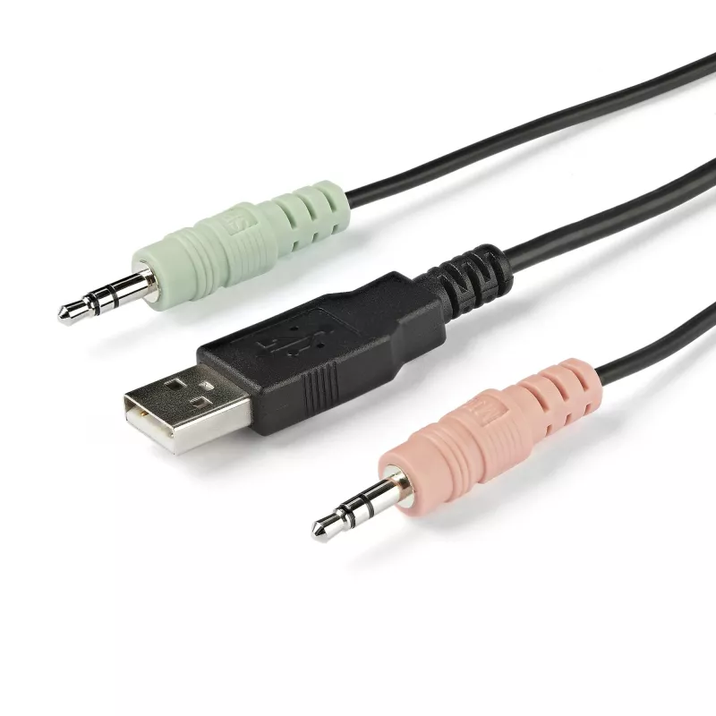 StarTech.com Conmutador KVM HDMI de 2 puertos - 4K 60Hz - Conmutador KVM USB de sobremesa UHD/Ultra HD compacto de dos puertos con cables integrados de 1,2 m y audio - Alimentado por bus y conmutación remota - MacBook ThinkPad