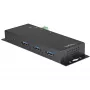 StarTech.com Hub USB C de 4 puertos 10Gbps – Hub USB Type-C industrial de metal con 3xUSB-A y 1xUSB-C – Protección ESD y contra sobretensión – Host USB-C o USB-A – Hub USB 3.2/3.1 Gen 2 autoalimentado y montable