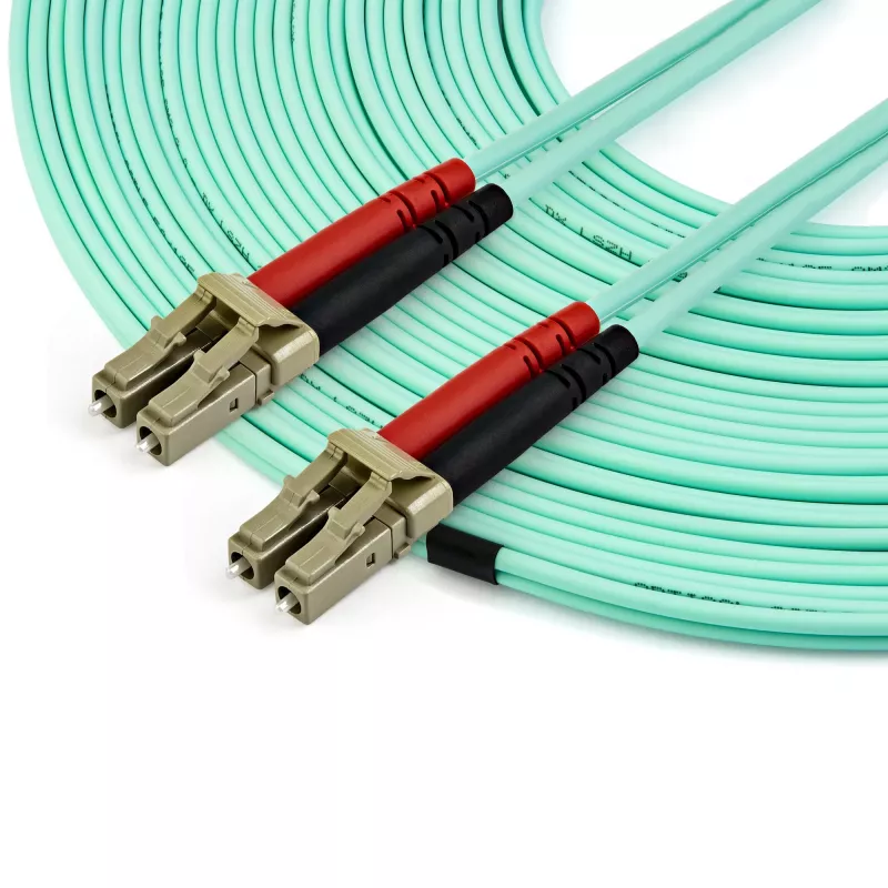 StarTech.com Cable de fibra óptica multimodo LC/UPC a LC/UPC OM4 de 15 m, fibra zipcord LOMMF/VCSEL 50/125 µm, 100G, baja pérdida de inserción – Cable jumper de fibra óptica LSZH