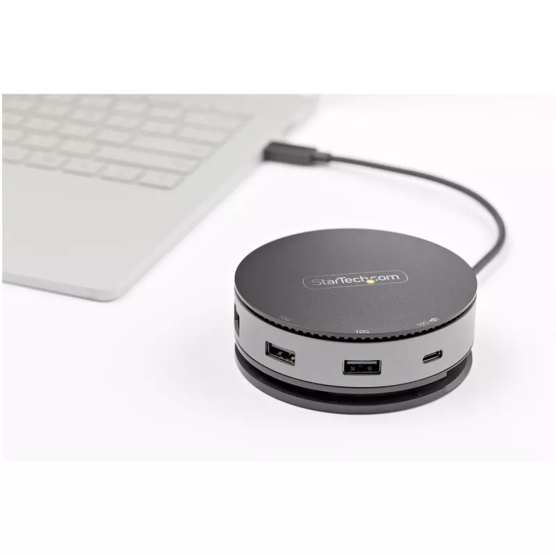 StarTech.com Adaptador multipuerto USB-C - Mini dock USB 3.1 Gen 2 10 Gbit/s Type-C con HDMI/DisplayPort 4K 60Hz o VGA 1080p - PD pass-through de 75 W, hub USB de 3 puertos, GbE - Docking station móvil