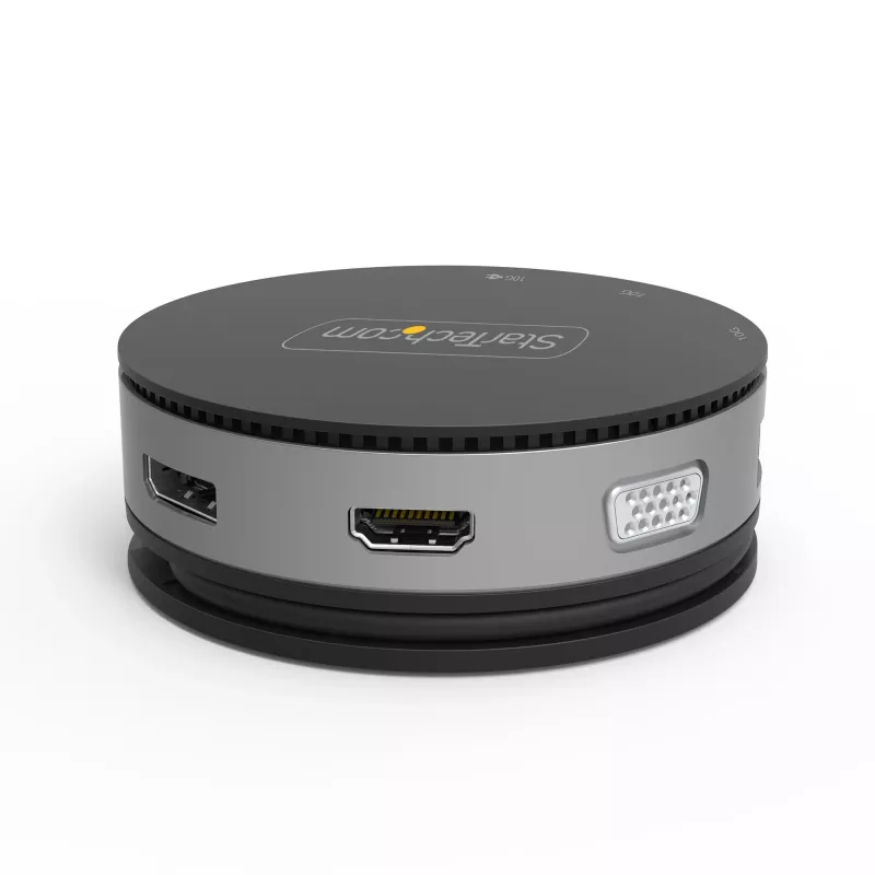 StarTech.com Adaptador multipuerto USB-C - Mini dock USB 3.1 Gen 2 10 Gbit/s Type-C con HDMI/DisplayPort 4K 60Hz o VGA 1080p - PD pass-through de 75 W, hub USB de 3 puertos, GbE - Docking station móvil