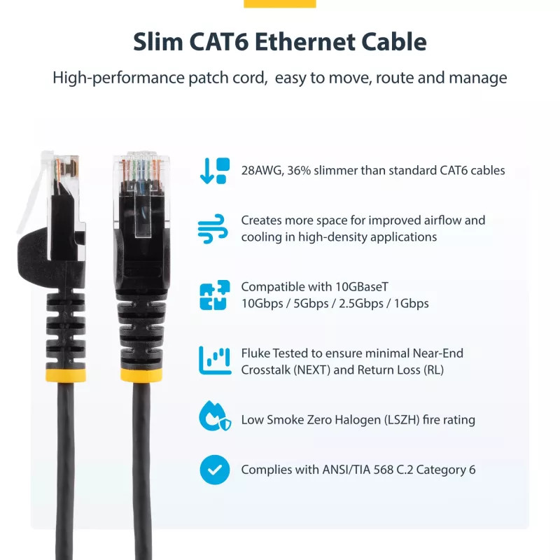 StarTech.com Cable CAT6 de 1 m – Delgado – Conectores RJ45 sin lengüeta – Gris