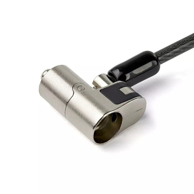 StarTech.com Candado de cable universal 3 en 1 para portátil de 2 m – Candado de cable de seguridad con llave para portátil/sobremesa, compatible con ranura K, Nano y Wedge – Candado de cable de acero antirrobo con llaves